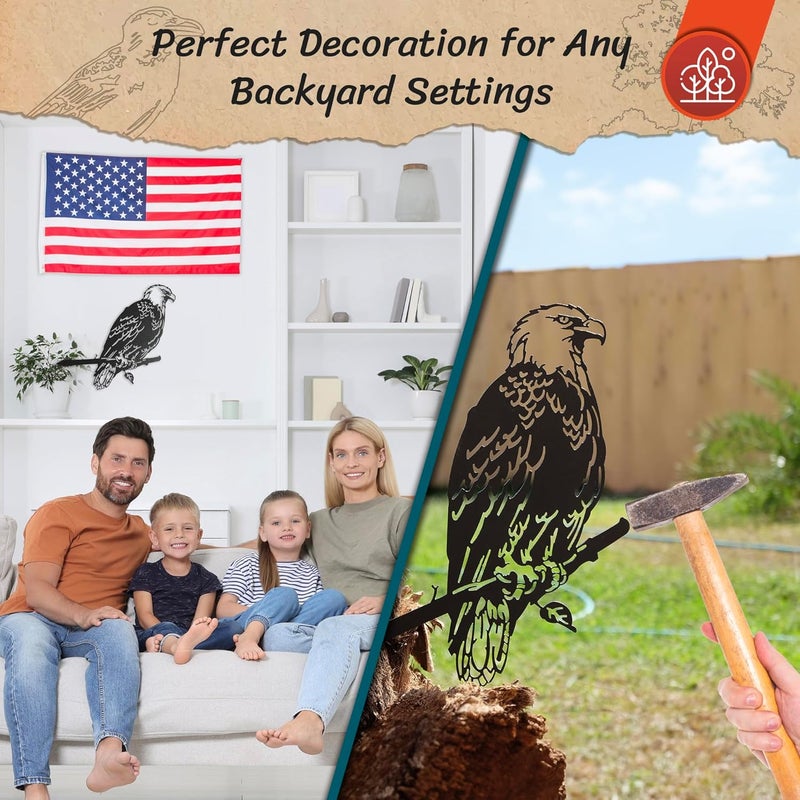 Renovatio Metal Bald Eagle Yard Decor – Majestic Bird Decoration, Metal Bird Decoration, Outdoor Tree Ornaments – Ideal for Dad, Uncle, or Grandfather – A Remarkable Outdoor Yard Decor – Black - Image 5